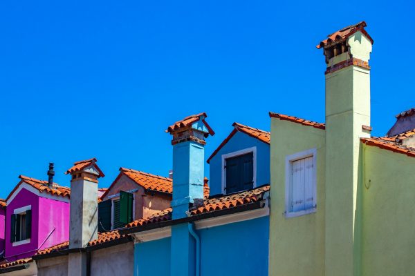 several multicolored concrete houses
